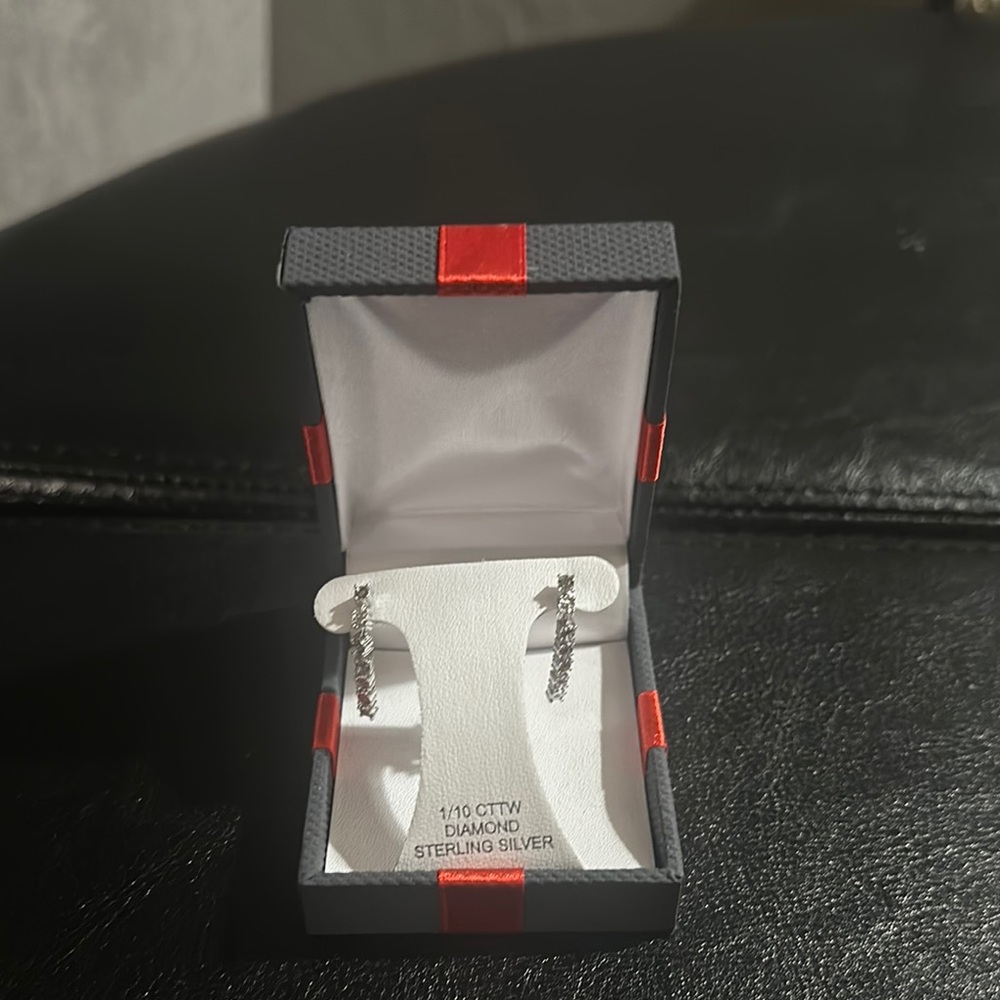 Sterling Silver Diamond Earrings